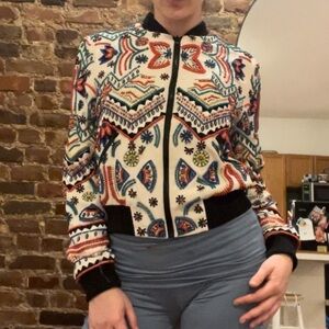 Alice + Olivia Multicolor Patterned Bomber Jacket